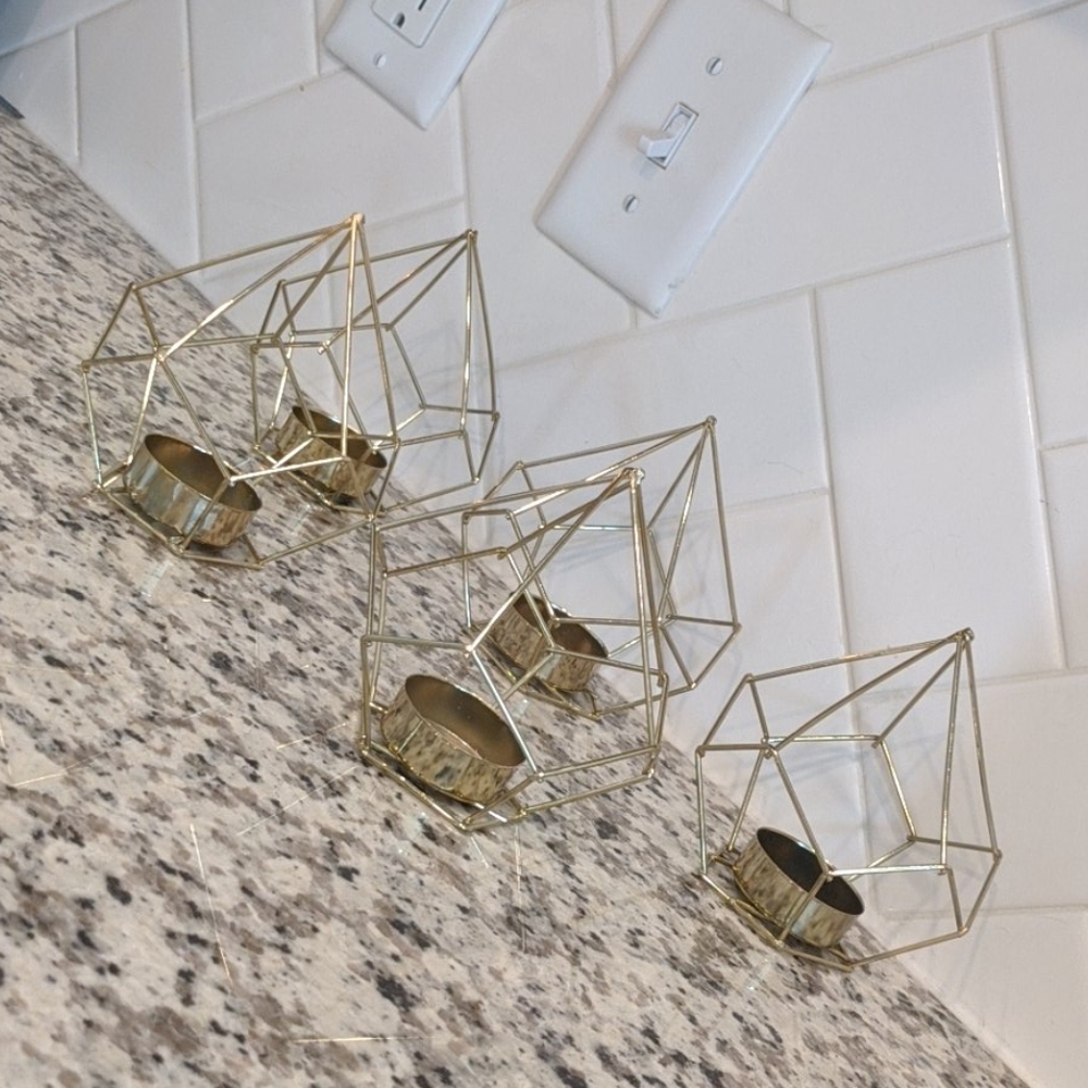 Gold Metallic Geometric Votives